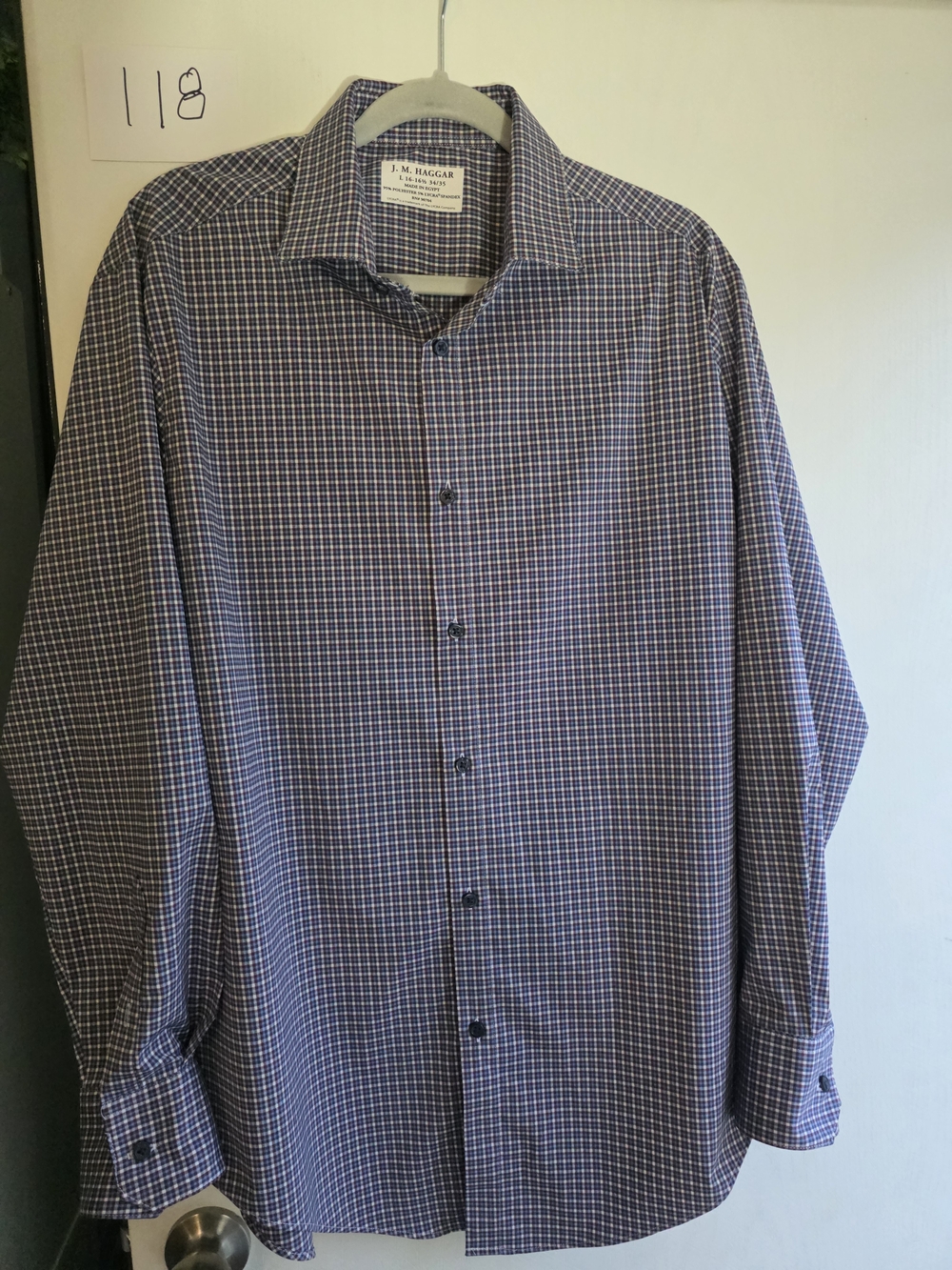 Haggar Men's Blue Check Button-Up Shirt